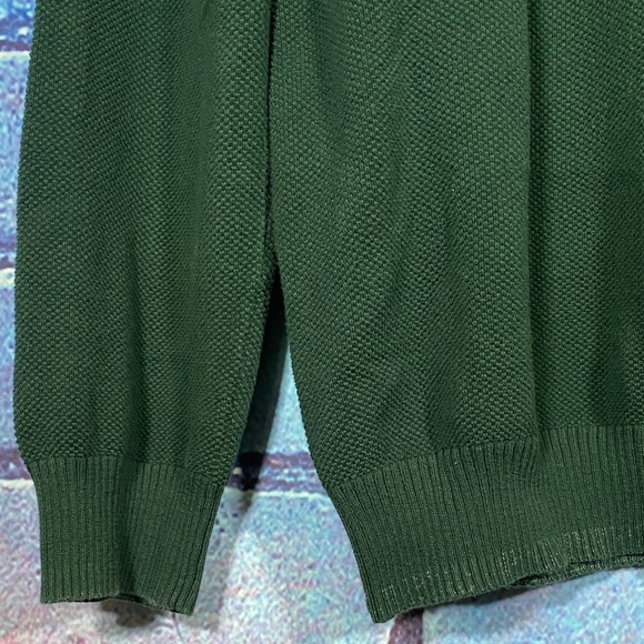 Club Room Men’s XXL Green Quarter-Zip Sweater 100% Cotton Knit Pullover - Picture 6 of 8